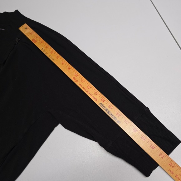 Eileen Fisher Jacket Womens Large Black Asymmetrical Zipper 1/3 Sleeve Stretch - Picture 11 of 12
